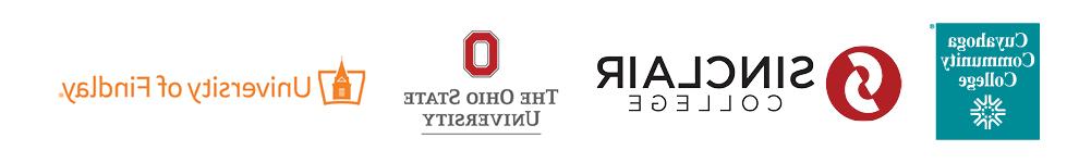 OACAC 2023主办学校标志:英国最大赌博365网站, Sinclair学院, 俄亥俄州立大学, 芬德利大学